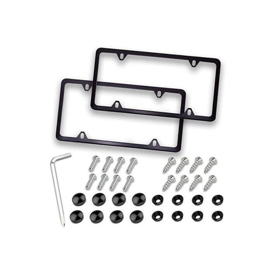Car license plate frame cover cap trunk ultra-thin metallic black suitable for Volvo