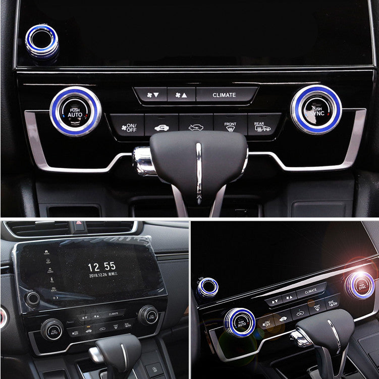 Fit for Honda CRV CR-V 17-2020 Blue Aluminum AC Switch Knob Trim Ring Covers Kit v