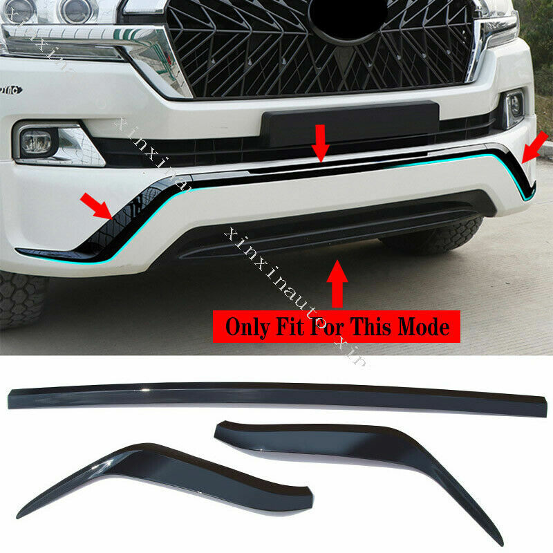 Glossy Black Front Bumper Lip Molding Strips Trim for Toyota for Land Cruiser 16-21