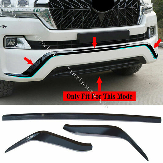 Glossy Black Front Bumper Lip Molding Strips Trim for Toyota for Land Cruiser 16-21