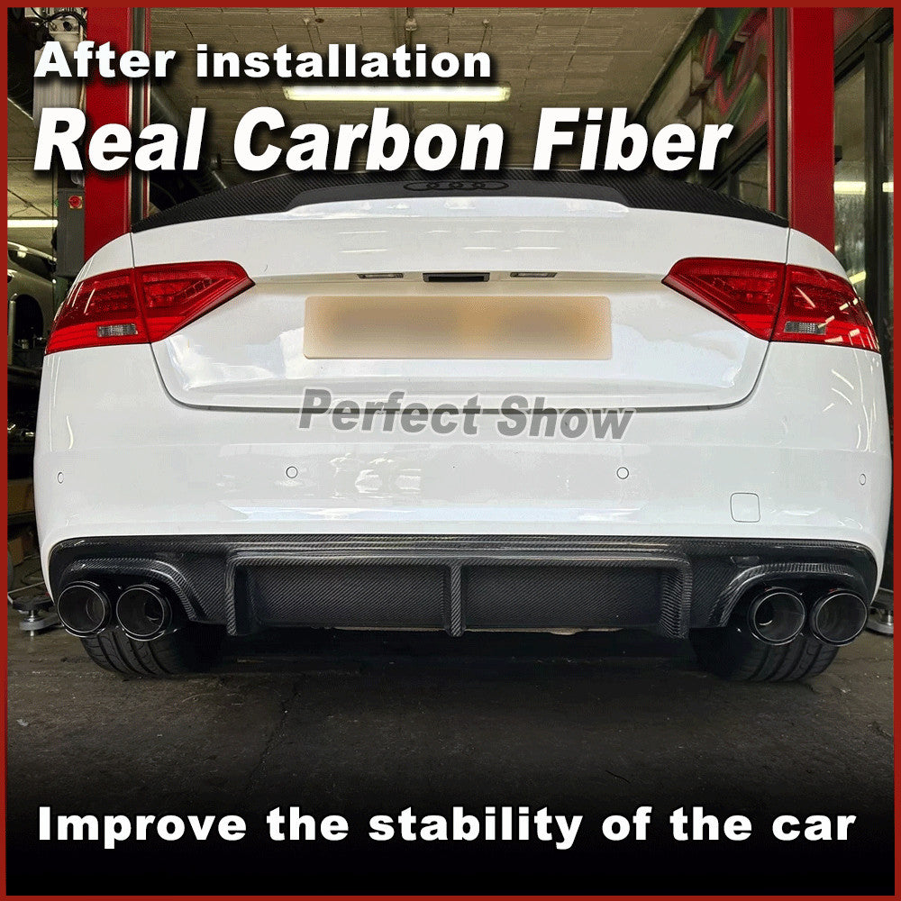 for Audi A5 Sline S5 Coupe 2012-16 REAL Carbon Rear Bumper Lip Diffuser Spoiler
