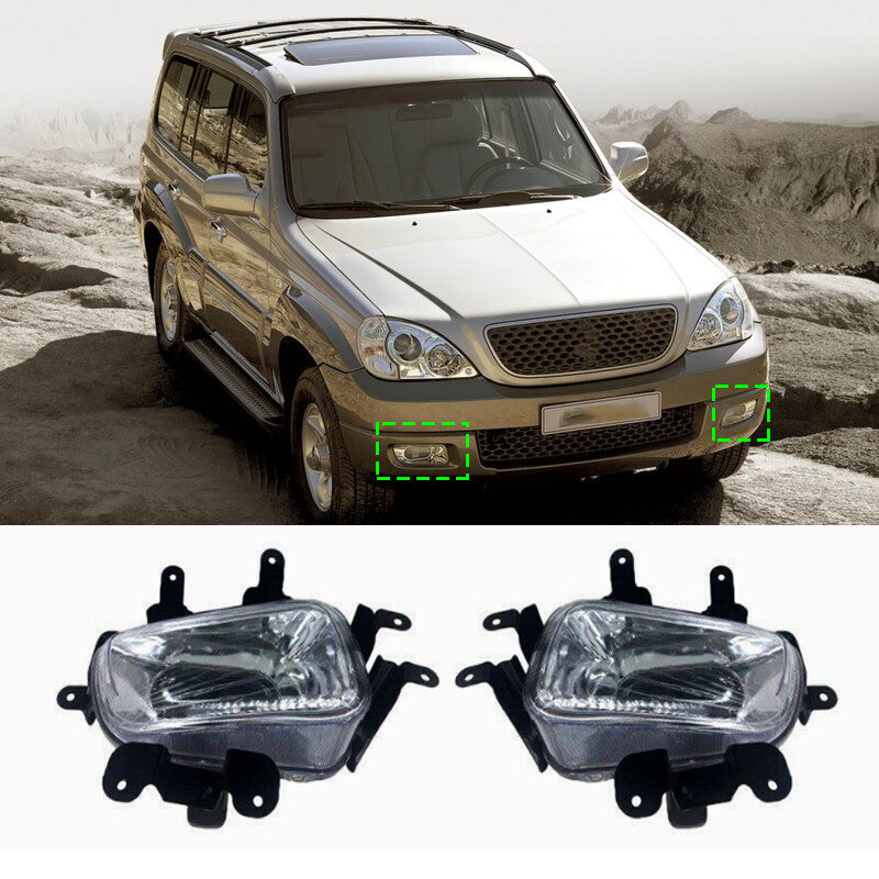 Pair of front bumper fog lights with bulbs for Hyundai Terracan 2.4/2.9 (2001/2002-07)