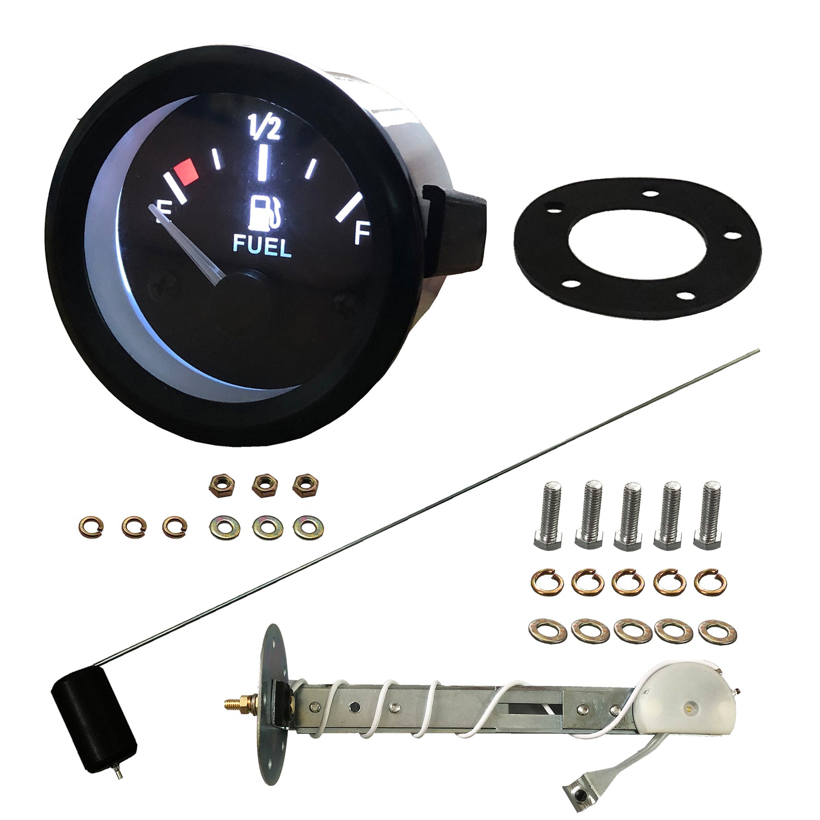 Universal 252mm Fuel Level Gauge Kit W/ Fuel Float Sensor E-1/2-F Pointer 12V