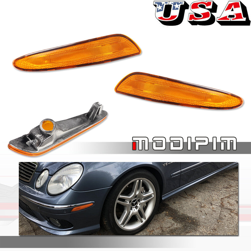 Amber lens front fender side marker corner lights for 03-06 for Benz E-class W211 AMG- v