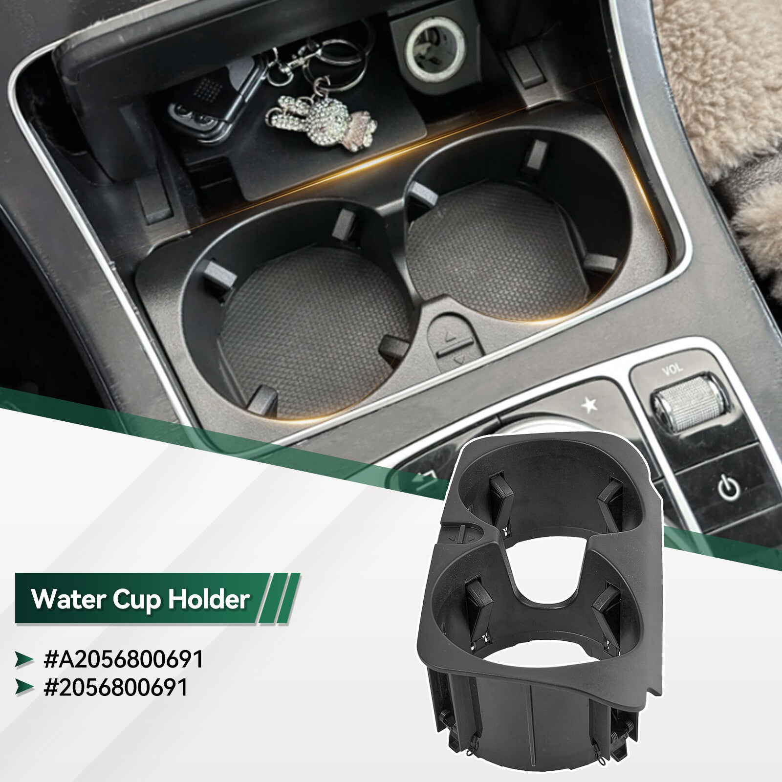 Cup Holder Cup Holder for Mercedes-Benz W205/W213/W447 Black A2056800691 Q