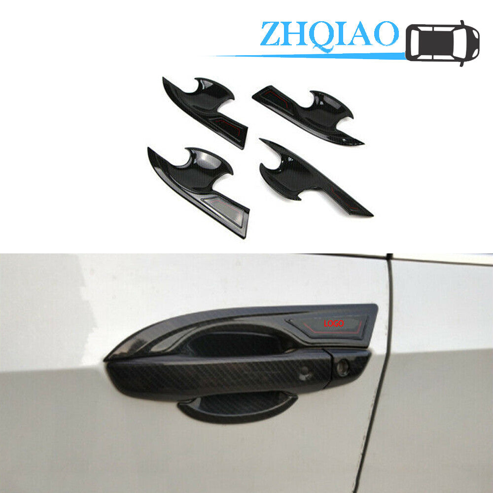Carbon Fiber Style Door Handle Bowl Cover Trim Fit for Honda for Civic 2016-2018