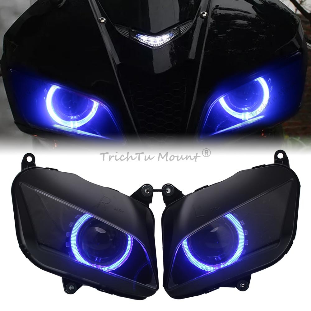 CBR600RR Headlight Front Headlamp Blue Angel Eye for Honda CBR 600RR F5 2007-12 Q