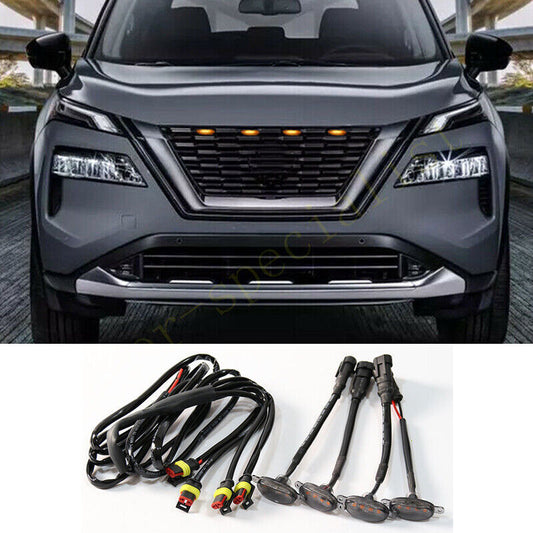 for Nissan Rogue 2021-2024 smoke Style Front Grill LED Marker Light Kit