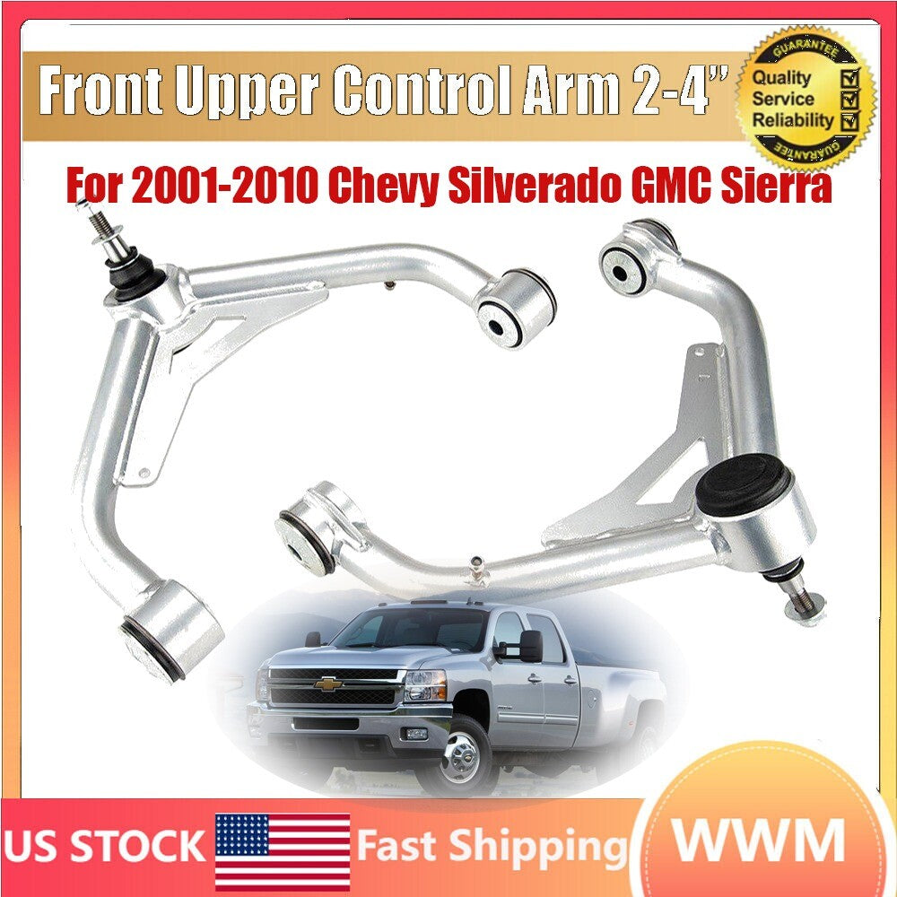2pcs Front Upper Control Arms 2-4â€Lift For 2001-2010 for Chevy Silverado for GMC for Sierra n