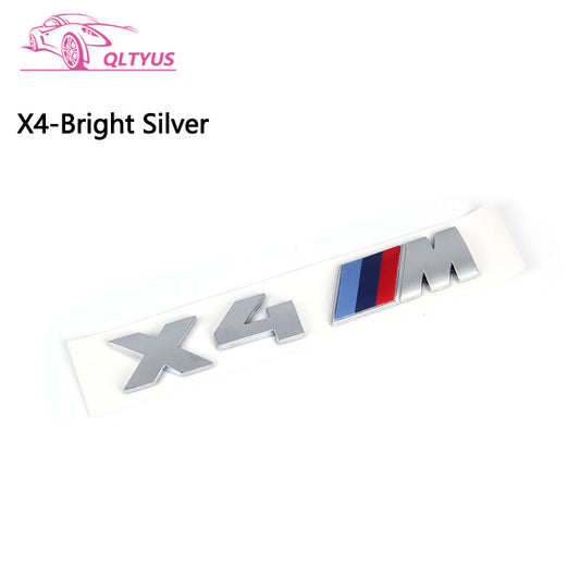 for BMW Silver Trunk Badge X4 M Small Engraved Decal Badge Set