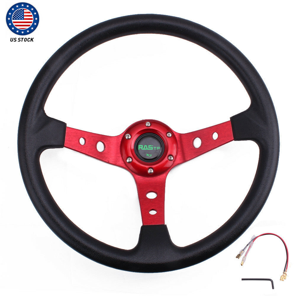Universal 350mm 14 6 Bolt Car Steering Wheel Horn Button 95mm Deep Dish
