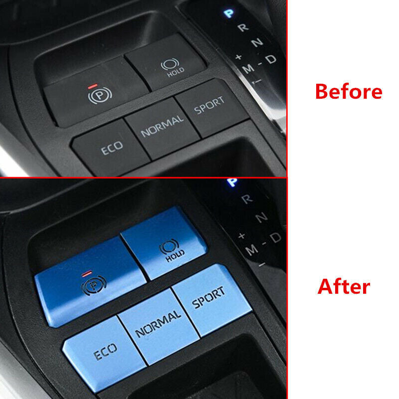 for Toyota RAV4 2019-2023 Aluminum Blue Gear Shift Box Panel Sticker Trim 5PCS