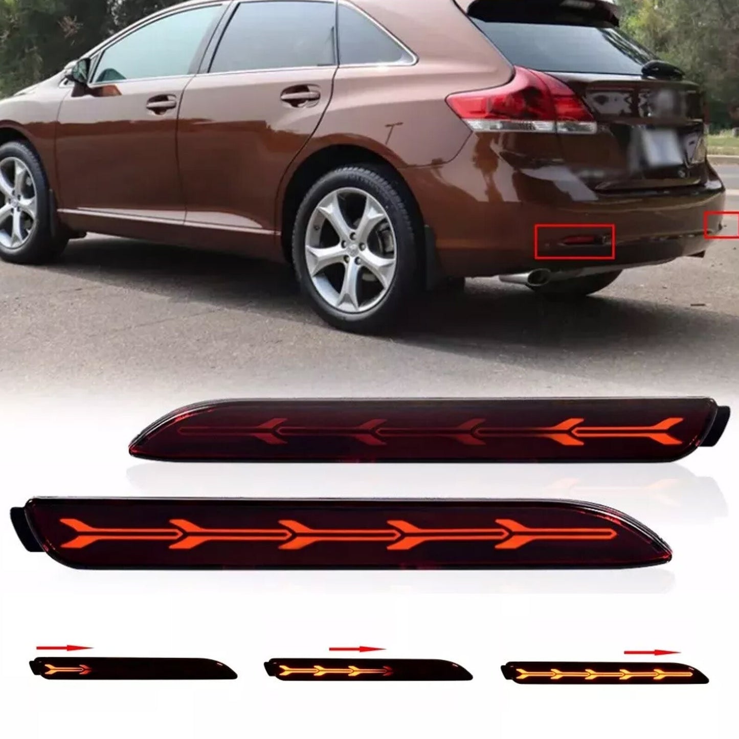 LED Rear Bumper Reflector Light Turn Signal Brake Lamp,for Toyota Venza 2009-1DX