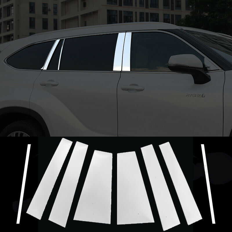 Chrome Pillar Posts for Toyota Highlander 2020-2022 8pc Set Door Trim Cover Kit