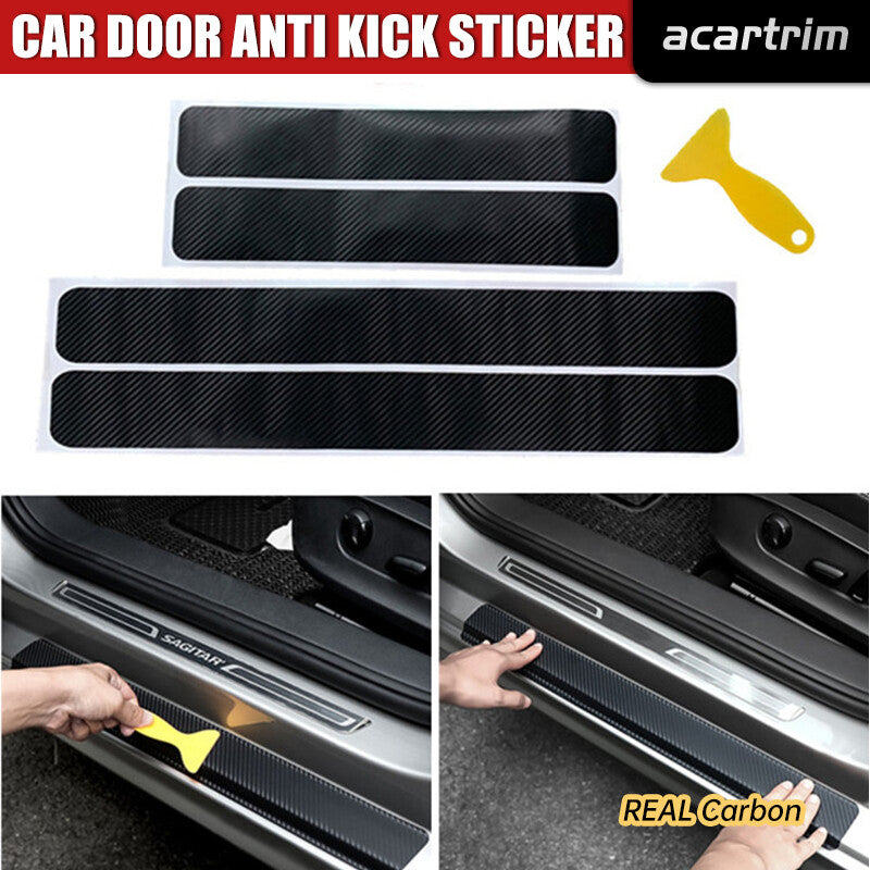 4x Carbon Fiber Car Door Plate Sill Scuff Cover Anti Scratch Sticker Accessories