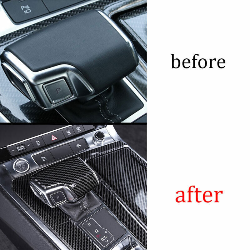 Fit for Audi A6 A7 2019-24 ABS Carbon Fiber Central Console Gear Shift Knob Trim