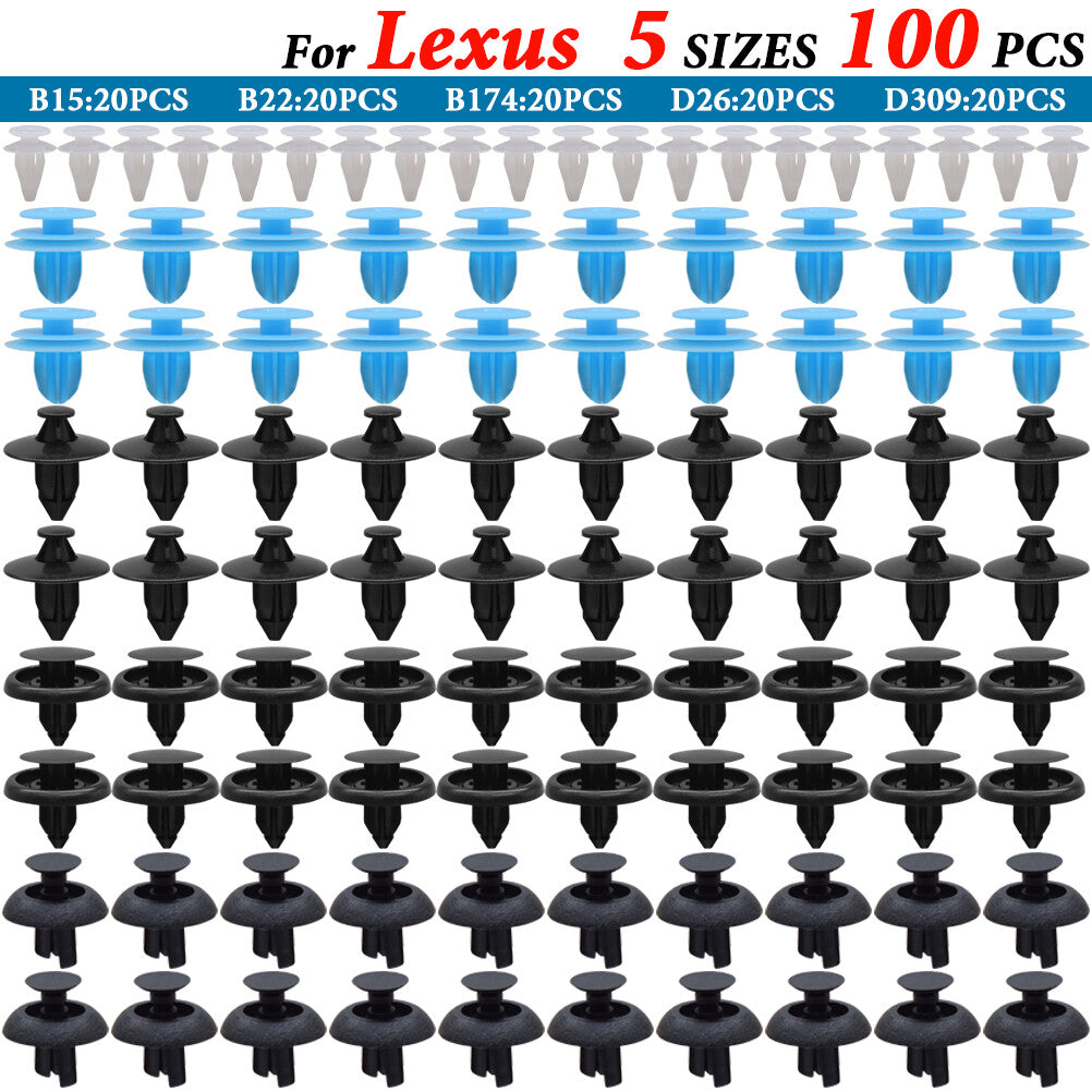 100X Car Trim Clips Bumper Fender Panel Bonnet Fastener Push Pin Rivet for Lexus