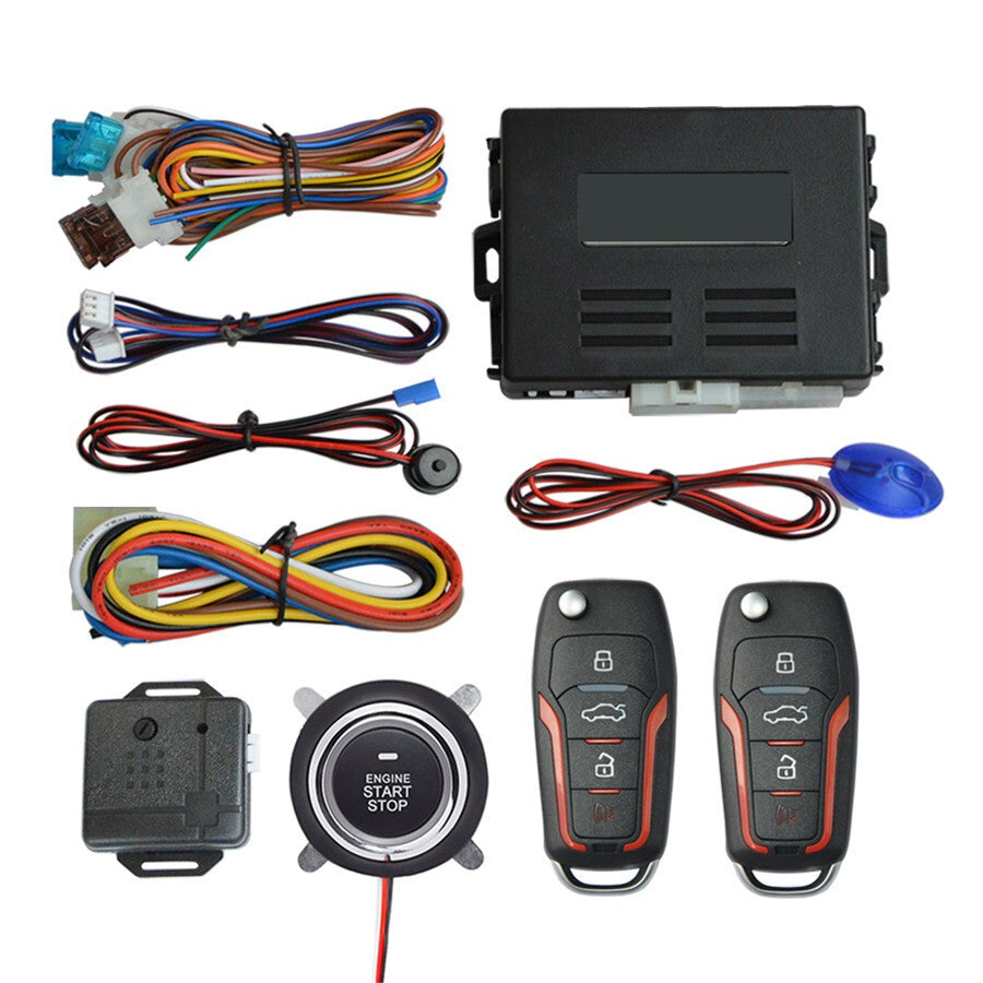 Car Alarm System with Remote Engine Start Push Start Stop Button Keyless Entry Q