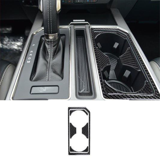 Carbon Fiber Interior Front Center Cupholder Cover Trim for Ford F-150 2015-2017