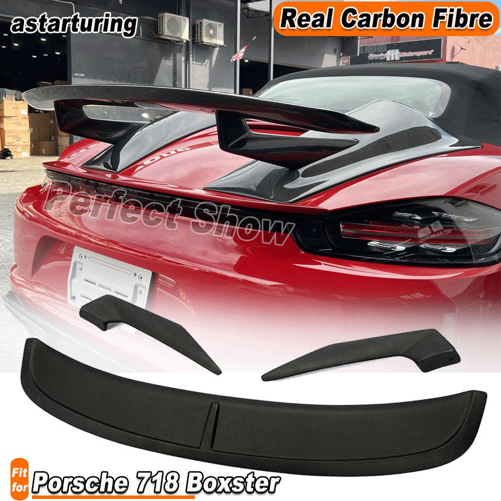 Matt REAL Carbon Rear Trunk Spoiler Wing Fit for Porsche 718 2016-2021