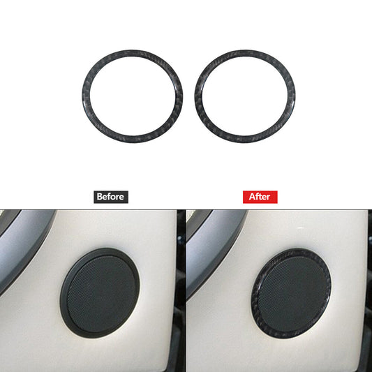 2X Carbon Fiber Rear Door Speaker Trim for BMW X5 2000-2006