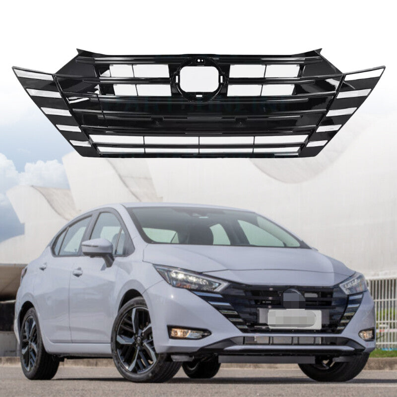 2023 2024 2025 For Versa Front Bumper Grille Assembly Chrome Gloss Black n