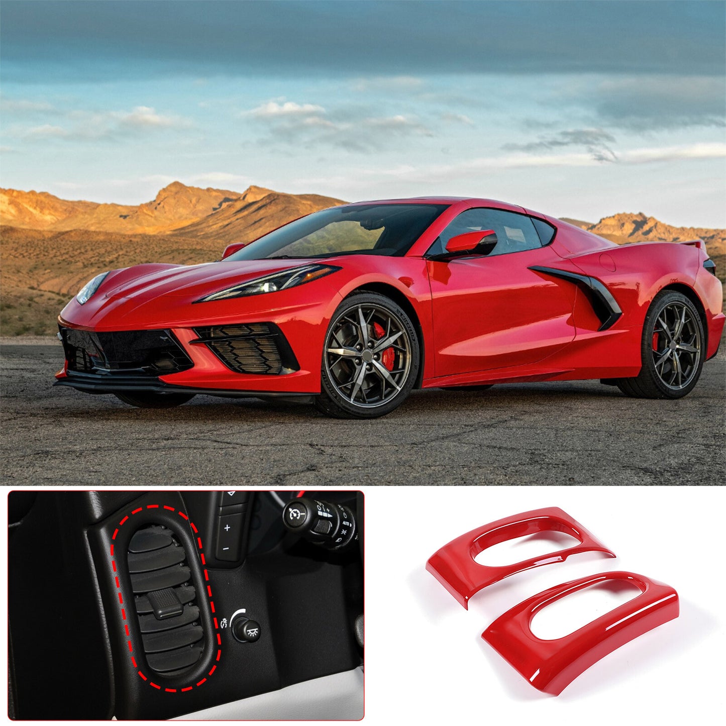 ABS carbon fiber waterfall speaker upper decorative cover suitable for Corvette C8 2020-2023- v
