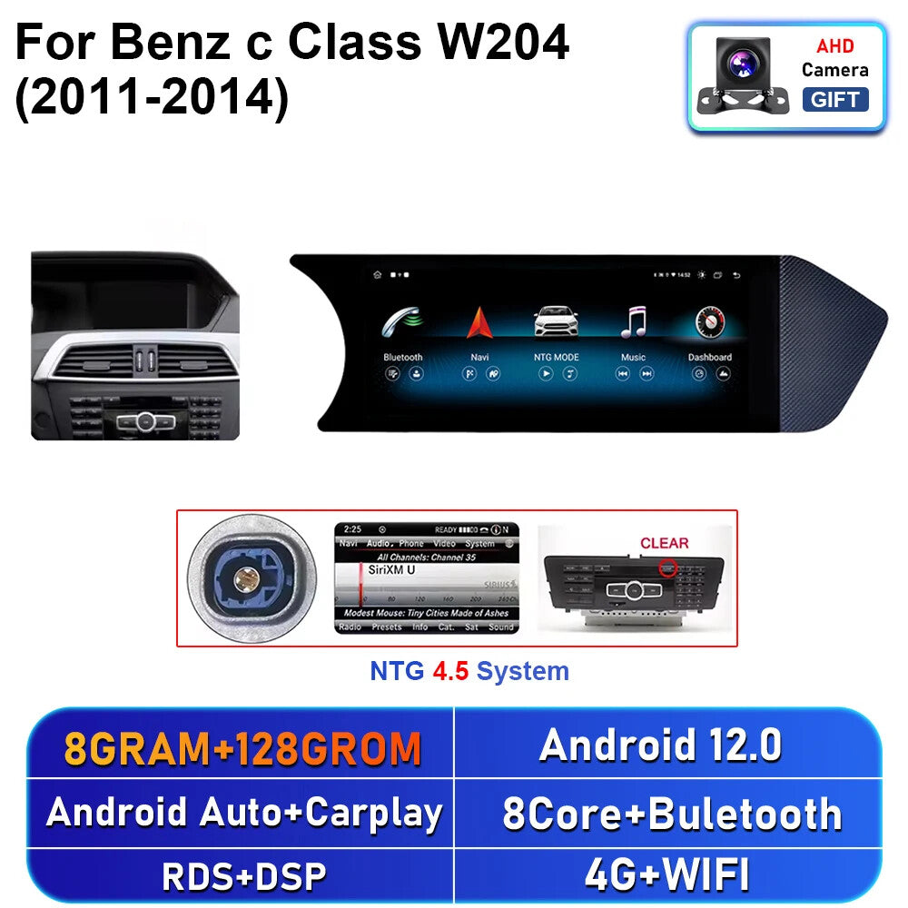 for Mercedes for Benz C Class W204 2011-2014 Car Radio CarPlay GPS Player Screen