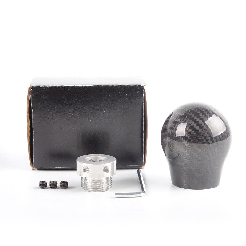 1¡Á Carbon Fiber Auto Gear Stick Shift Knob Manual Shifter Lever Head w/Adapters v
