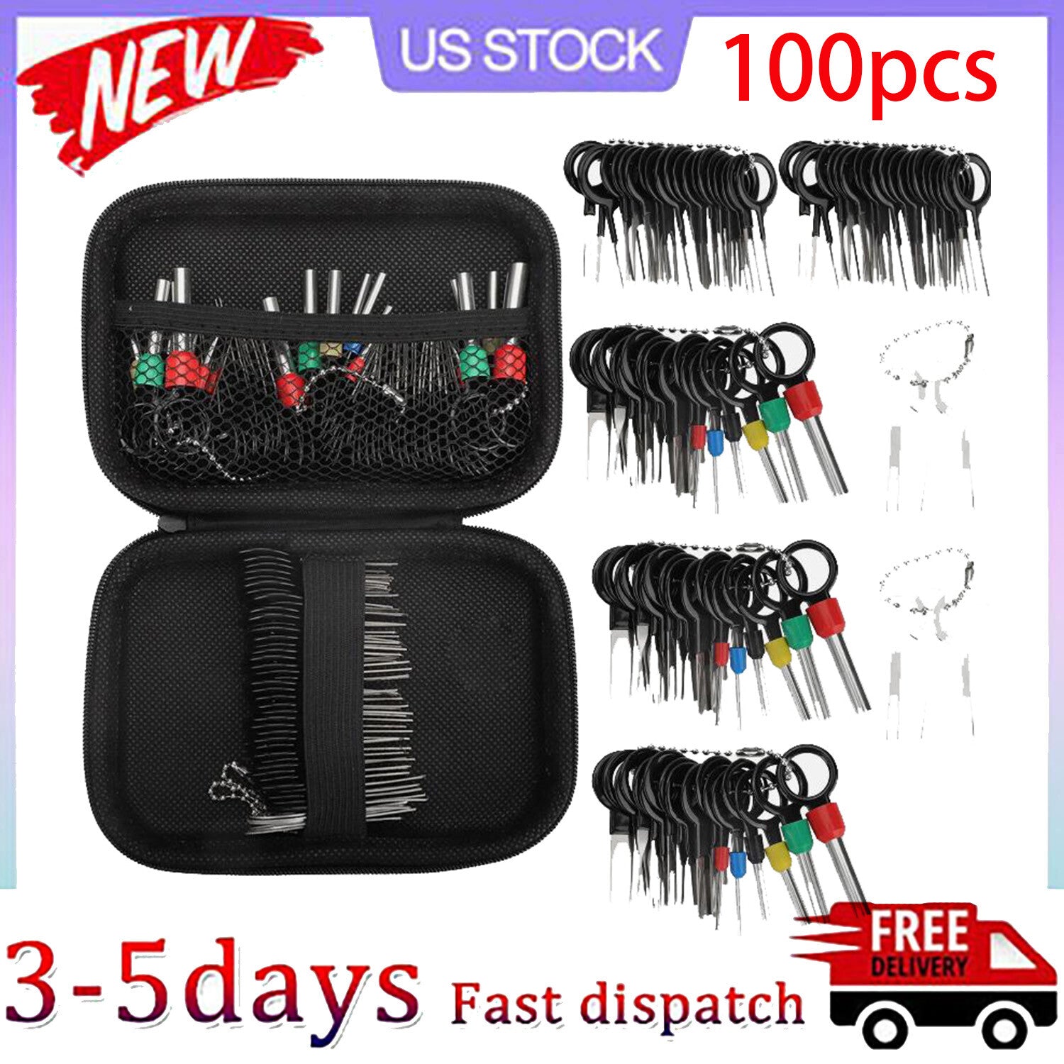 100-piece pin top wire kit extractor connector terminal removal tool for automotive applications Q