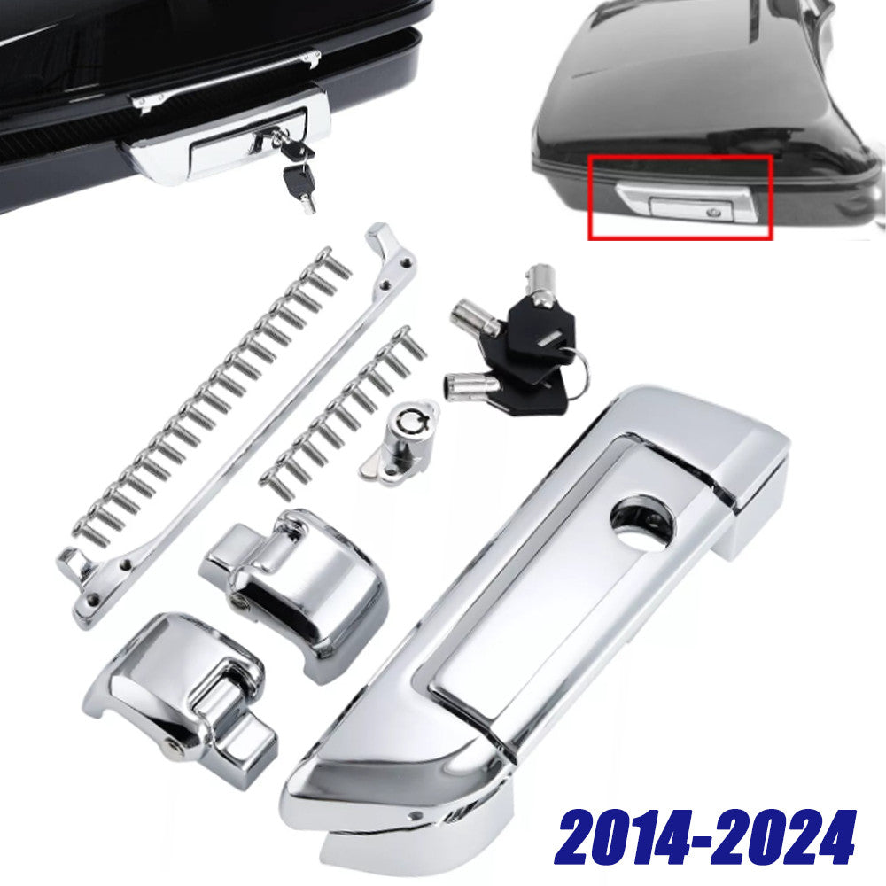 Cover latch hinge kit for Harley Razor/Chopper/King travel bag Pak Trunk Chrome - n