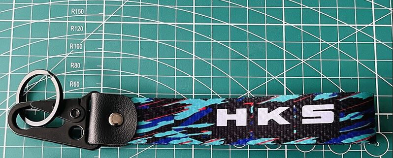 Car keychain/ring with lanyard, HKS black, suitable for Honda and for Acura .