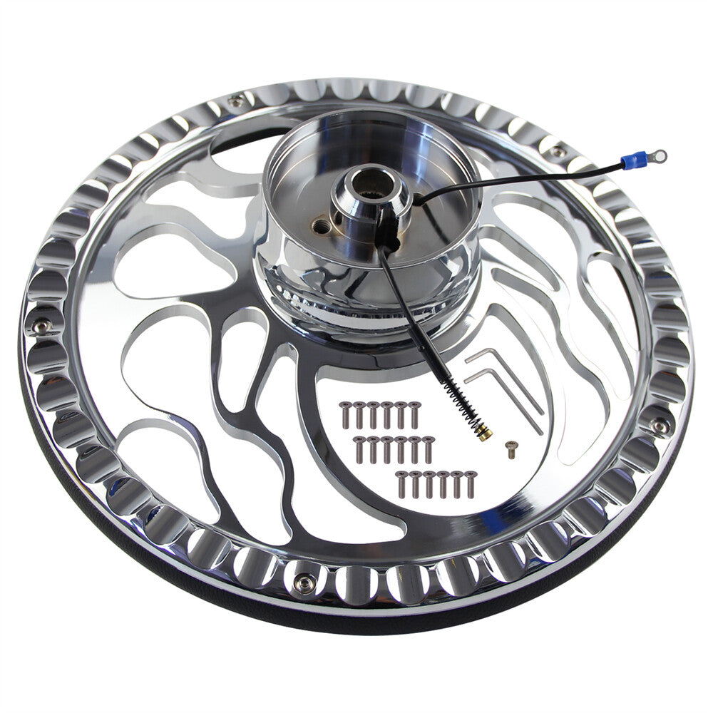 14 Chrome Half Wrap PVC 9-Bolt Steering Wheel+Horn for Chevy for GMC for Cadillac for Buick