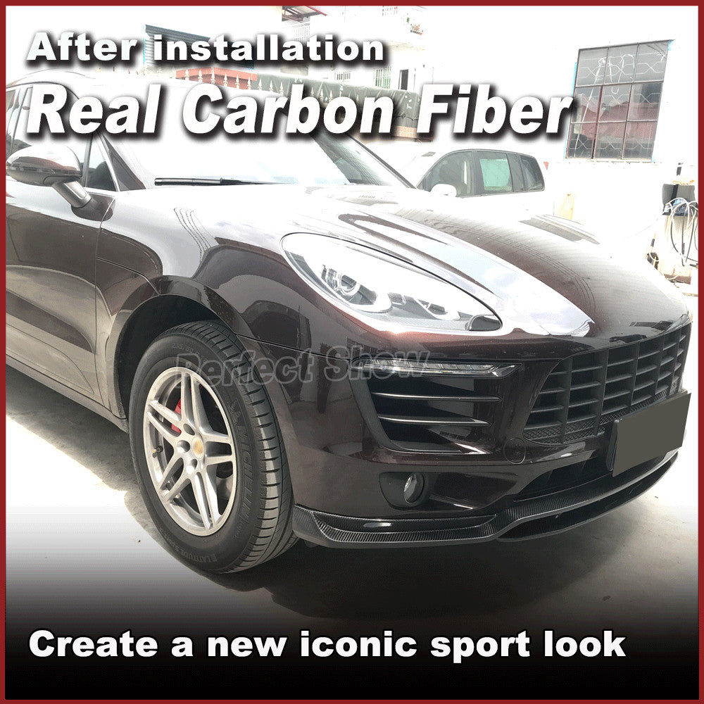 for Porsche Macan 2014-2017 Front Bumper Chin Lip Spoiler Body Kit REAL CARBON