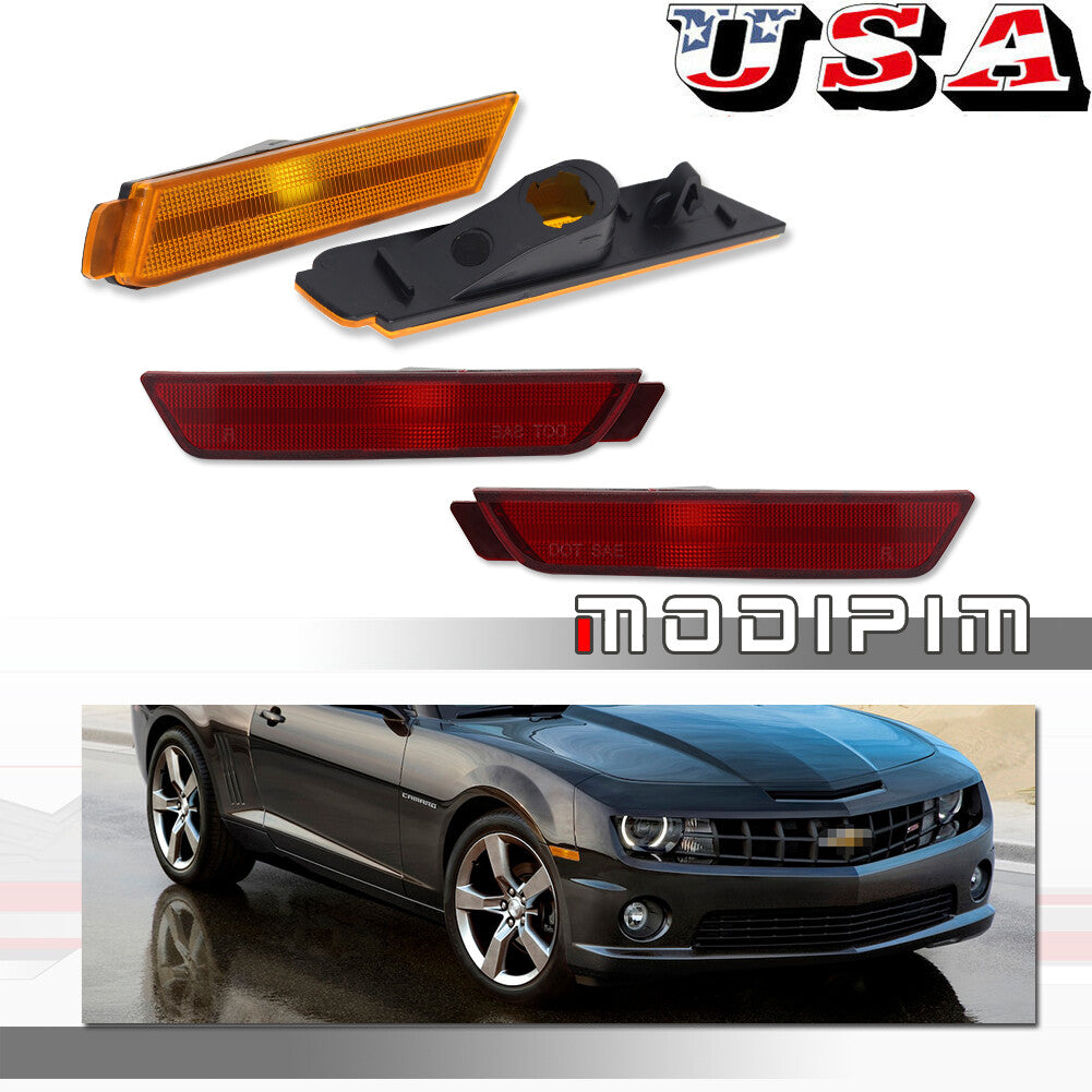 Suitable for 10-15 Camaro front and rear bumper side marker light reflector amber red- v