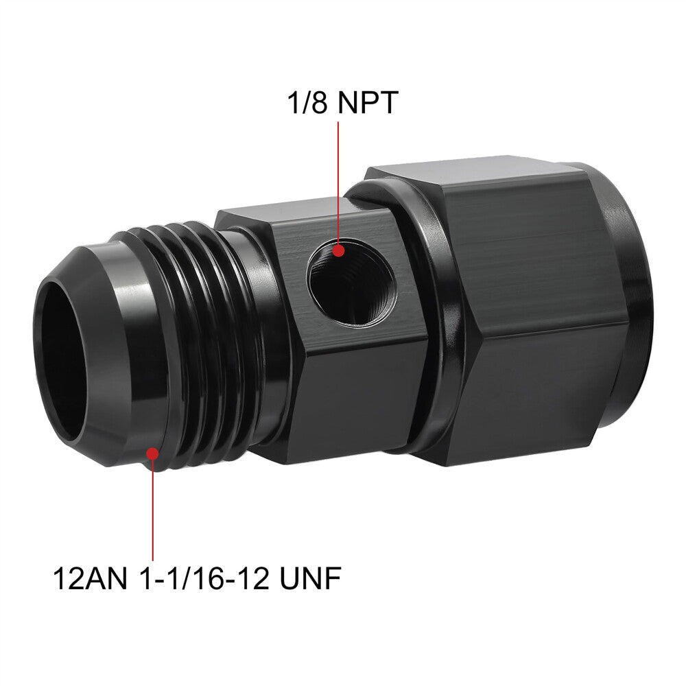 2 x 12AN Fuel Fitting Male to Female with 1/8 NPT Gauge Sensor Port Hose Adapter