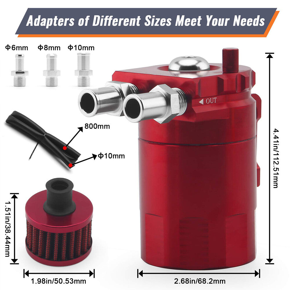 Oil Catch Can Kit Reservoir Baffled Tank with Breather Filter Universal Aluminum