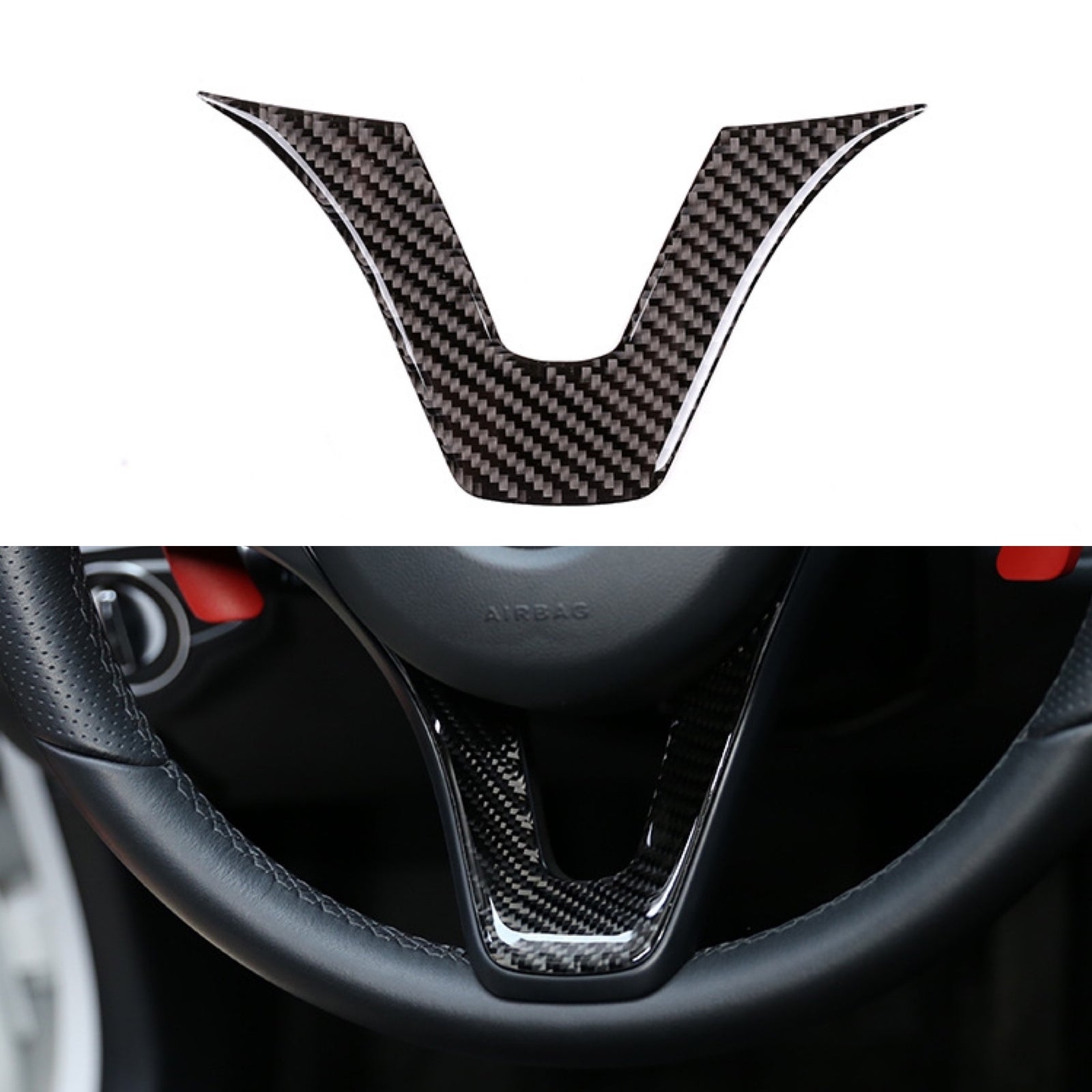Carbon fiber steering wheel cover trim suitable for Mercedes C Glc W205 X253 CLA GLA