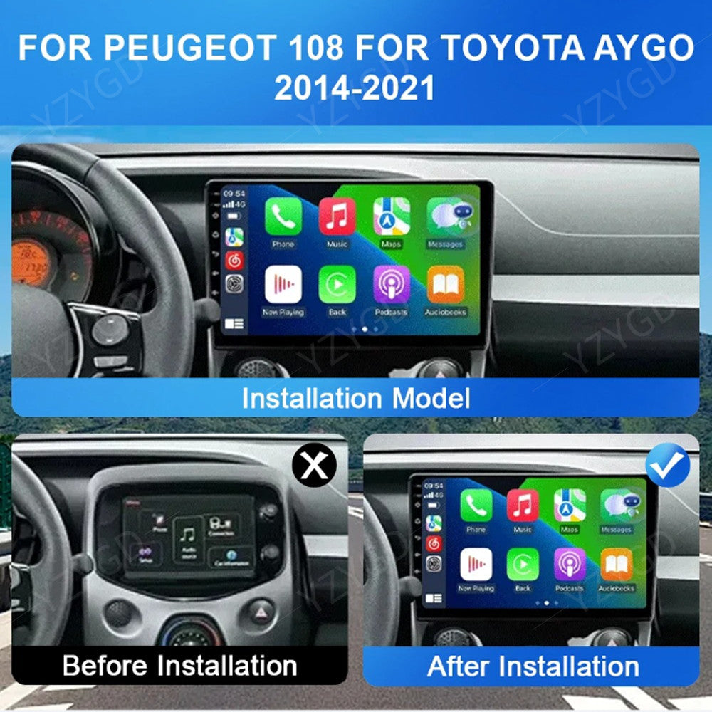 for Peugeot 108 for Toyota Aygo B40 2014-2021 CarPlay Car Stereo Radio GPS Navi