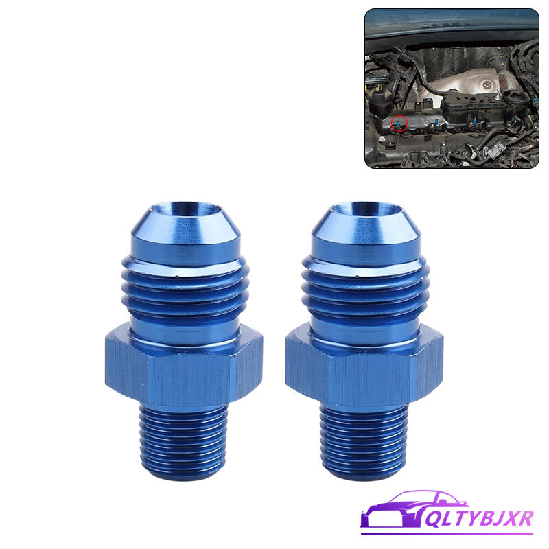2Pcs 6AN AN6 Male Flare to 1/8 NPT Pipe Thread Fitting Adapter Aluminum Blue