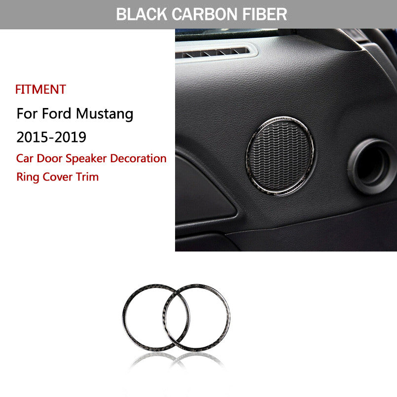 Carbon fiber door speaker trim ring cover for Mustang 15-19 n
