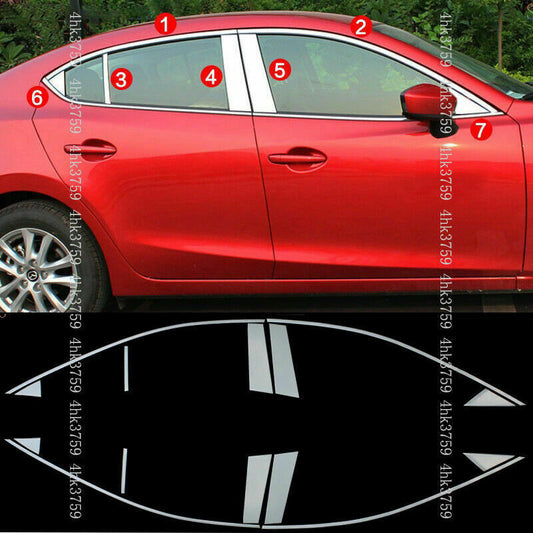for Mazda 3 Axela Sedan 2014-2018 Stainless Door Window Frame Sill Molding Trim