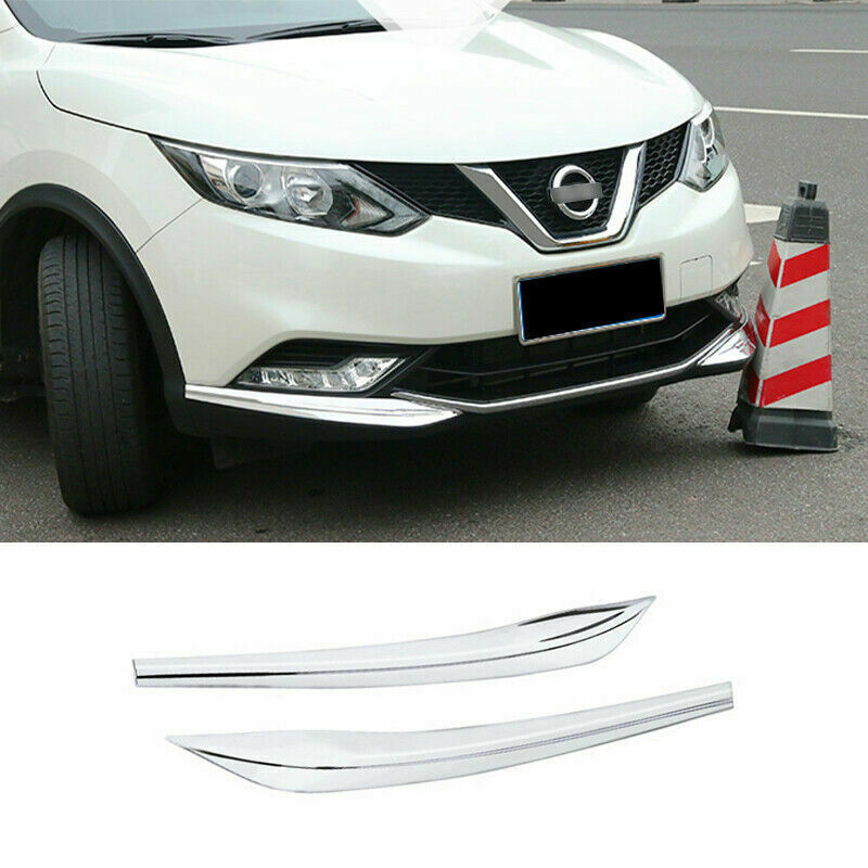 2For for Nissan Rogue Sport 2017-2021 Chrome Front Bumper Side Spoiler Corner Guard
