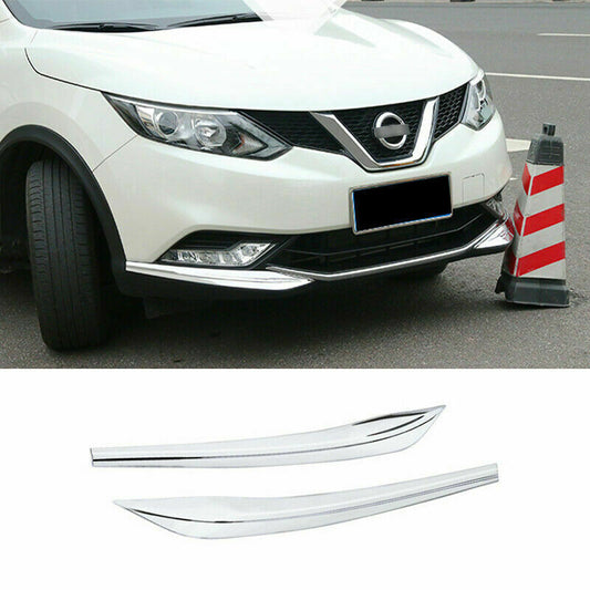 2For for Nissan Rogue Sport 2017-2021 Chrome Front Bumper Side Spoiler Corner Guard