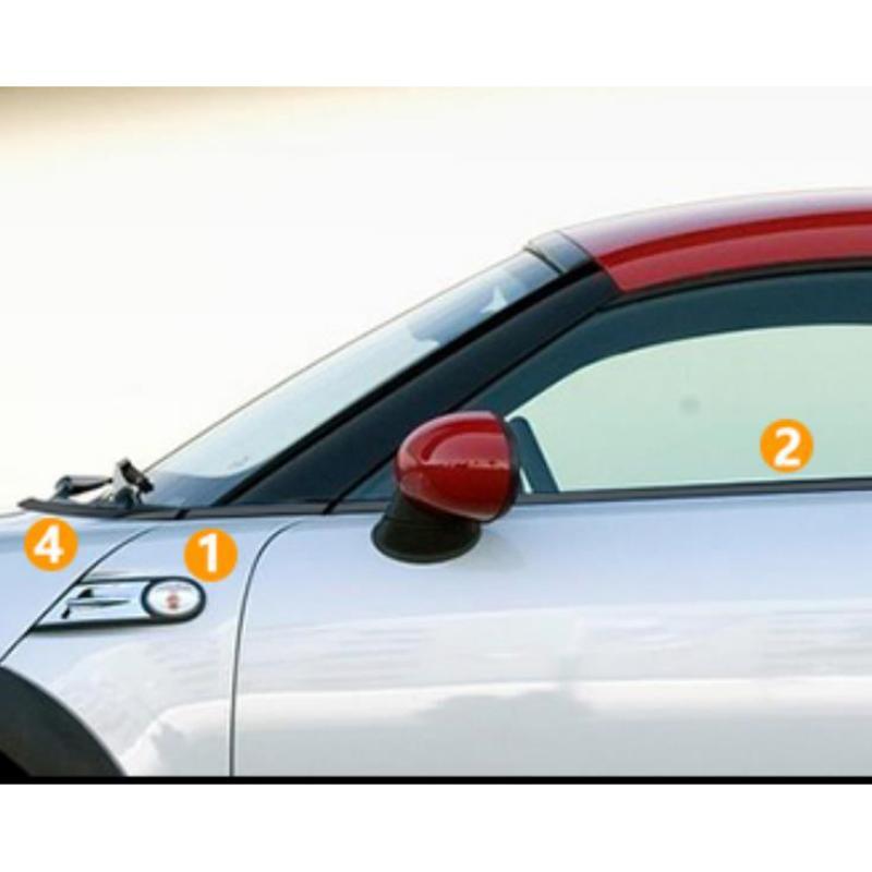 Stainless steel window trim for Mini Cooper Coupe R58 2012-2015, gloss black.