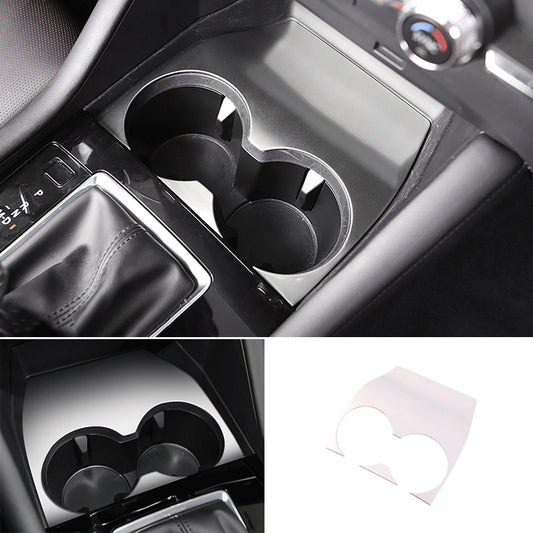 Silver Stainless Middle Console Water Cup Frame Trim for Mazda 3 Axela 2019-2022