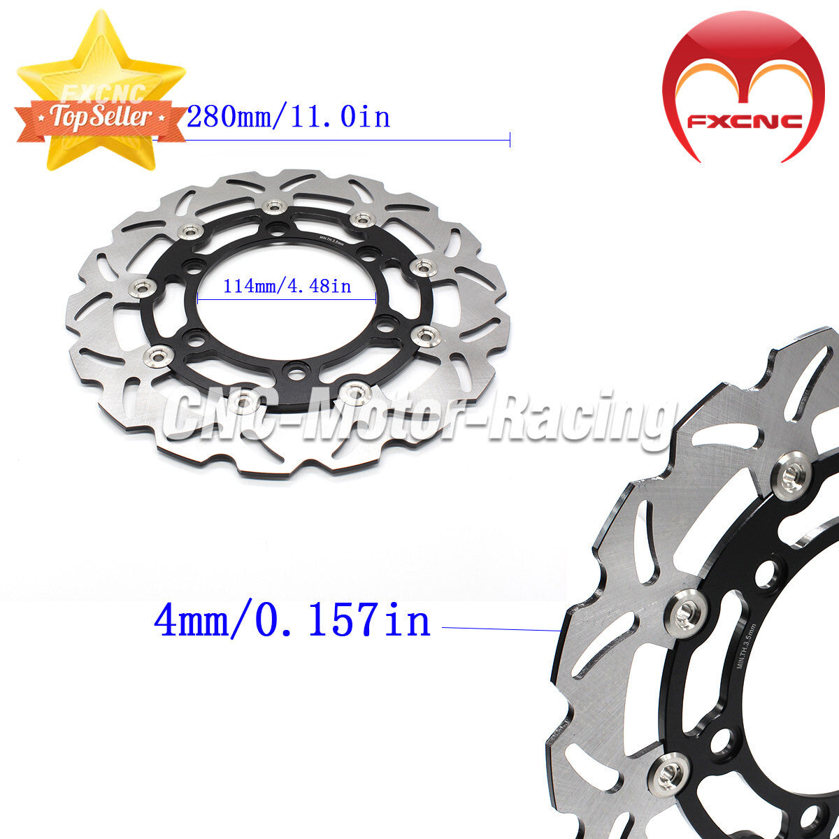 Black for Honda CBR150R 2000 - 2003 CNC motorcycle front floating brake disc rotor