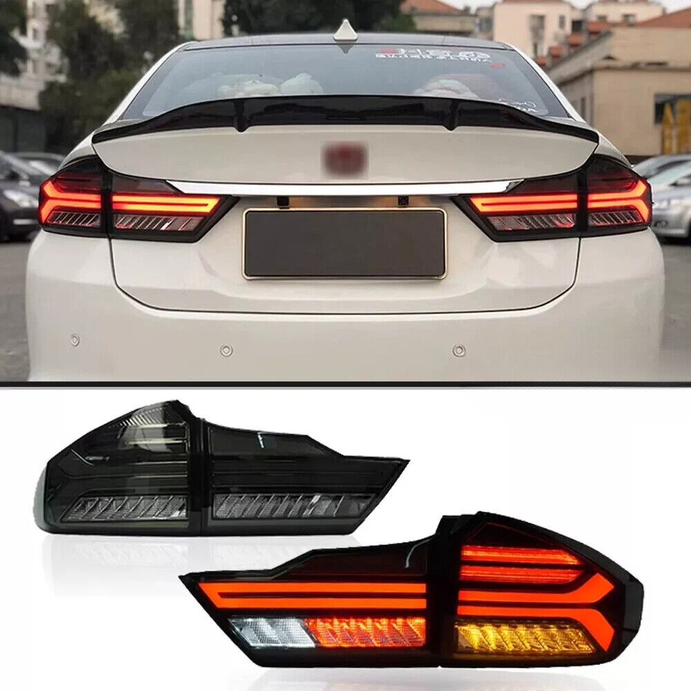 1Pair for Honda City2015-2017 Tail Light Assy Black LED Rear Lamp Sequential New