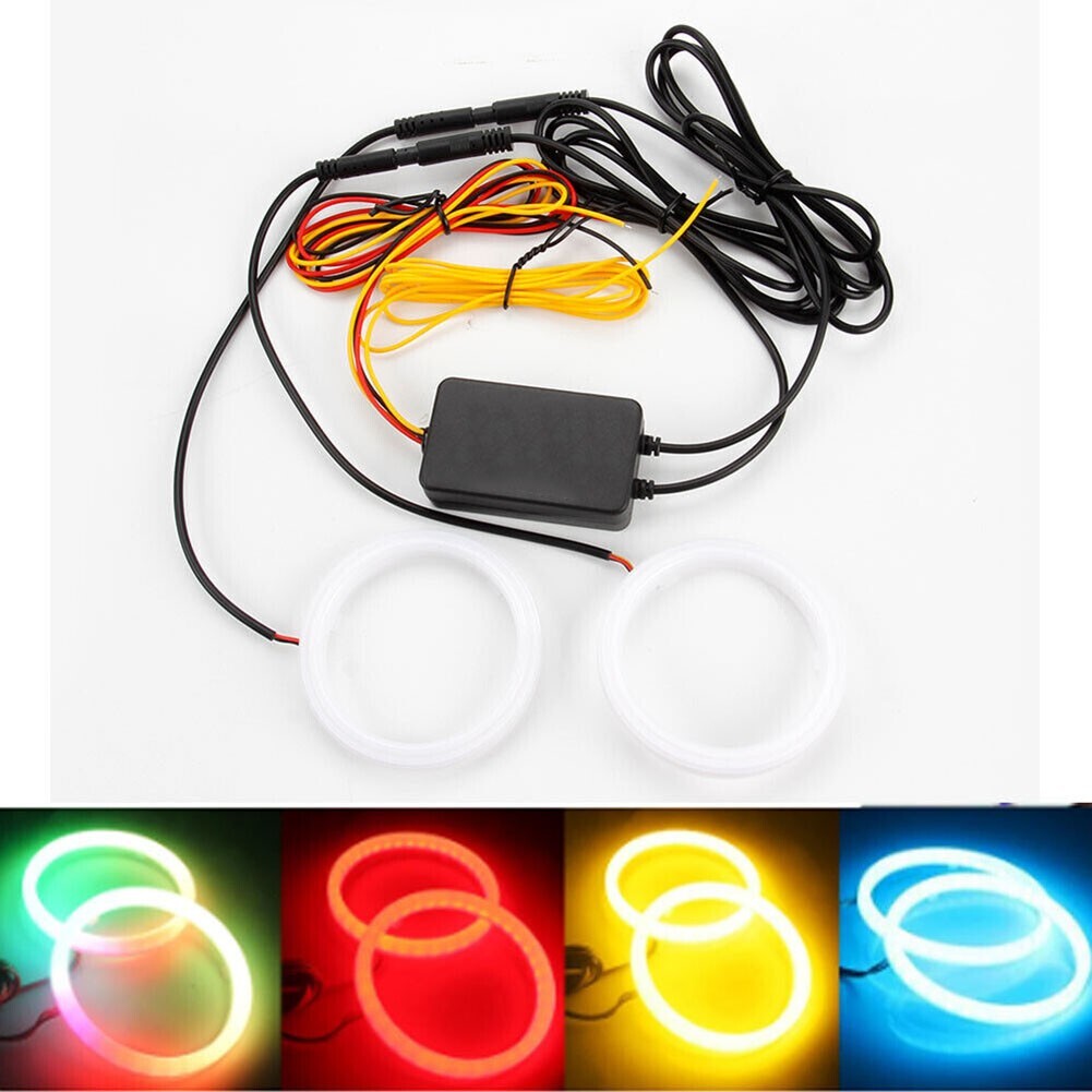 1Pair RGB 80MM LED Guide Eyes Rings for Car Headlight Retrofit v
