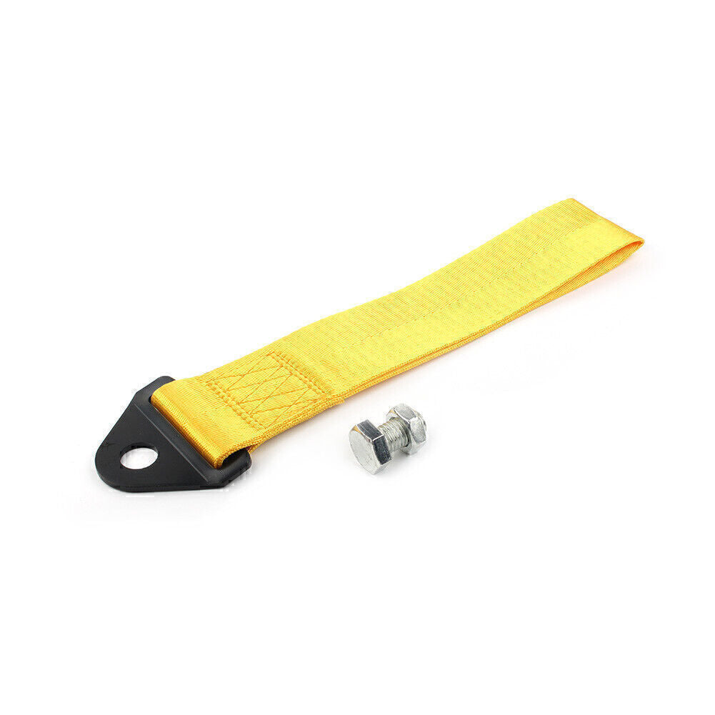 Racing Tow Towing Strap Belt Rope Rally Hook Universal Front/Rear Bumper Yellow Q